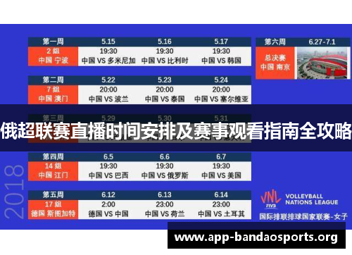 俄超联赛直播时间安排及赛事观看指南全攻略