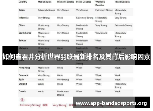 如何查看并分析世界羽联最新排名及其背后影响因素