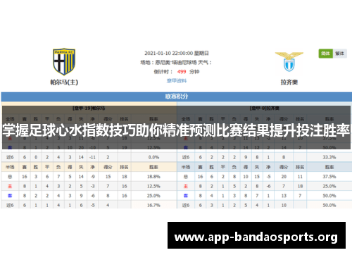 掌握足球心水指数技巧助你精准预测比赛结果提升投注胜率
