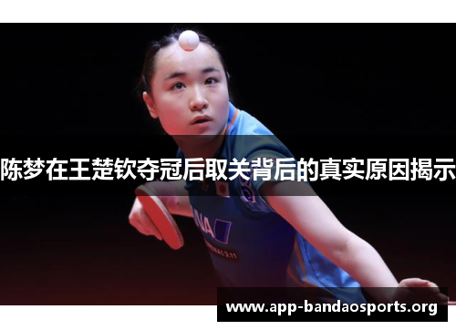 陈梦在王楚钦夺冠后取关背后的真实原因揭示
